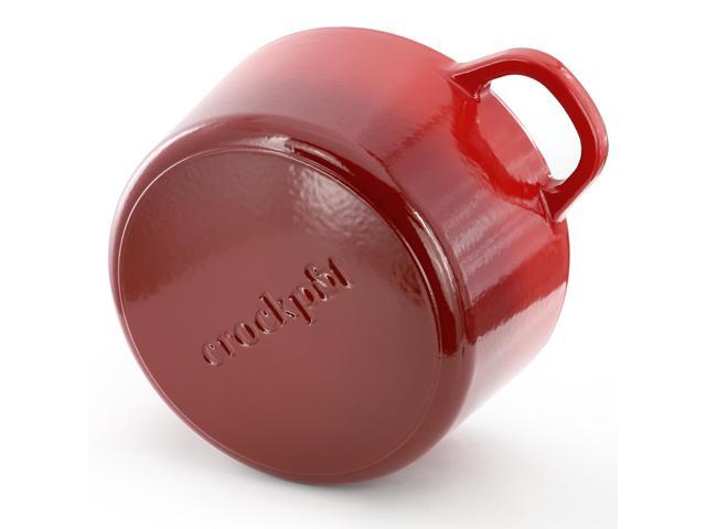 Crock Pot Artisan 7 Quart Enameled Cast Iron Dutch Oven in Red with Borosilcate Lid