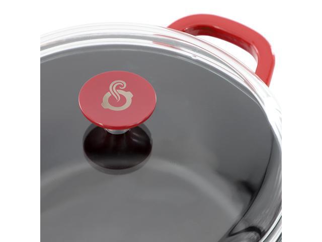 Crock Pot Artisan 7 Quart Enameled Cast Iron Dutch Oven in Red with Borosilcate Lid