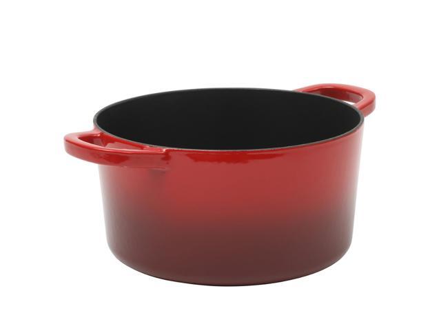 Crock Pot 3 Quart Enameled Cast Iron Dutch Oven With Borosilicate Lid in Red