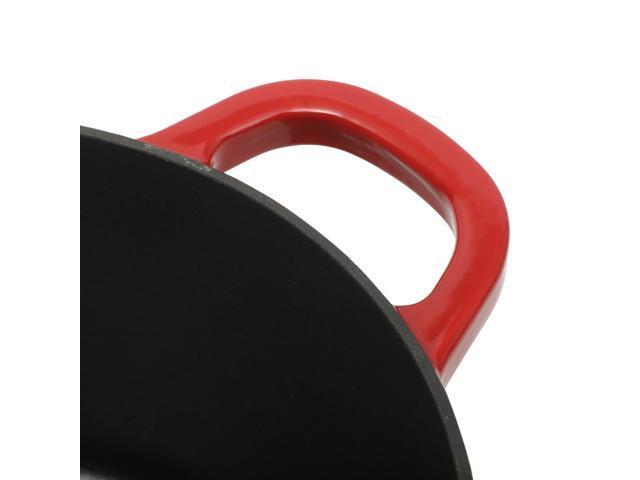 Crock Pot 3 Quart Enameled Cast Iron Dutch Oven With Borosilicate Lid in Red