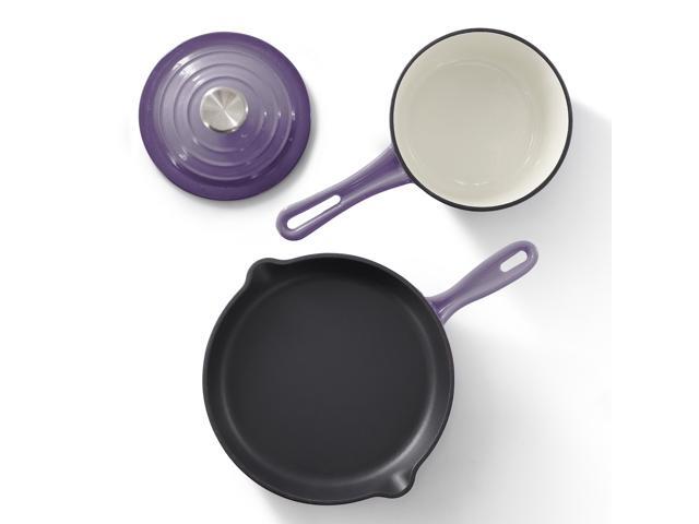 MegaChef 7 Piece Enameled Cast Iron Cookware Set in Purple