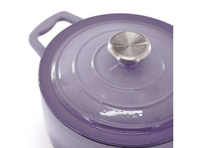 MegaChef 7 Piece Enameled Cast Iron Cookware Set in Purple