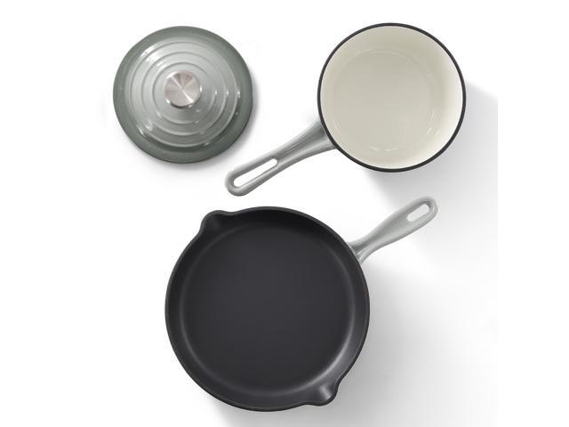 MegaChef 7 Piece Enameled Cast Iron Cookware Set in Gray
