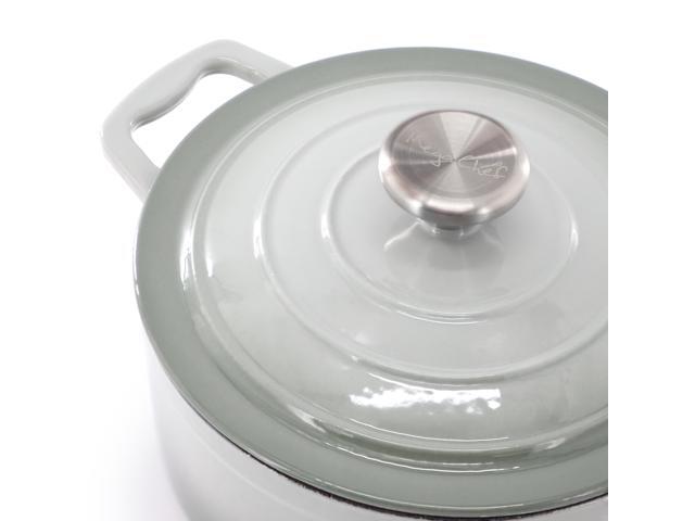 MegaChef 7 Piece Enameled Cast Iron Cookware Set in Gray