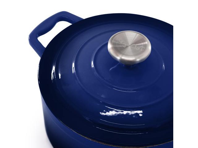 MegaChef 7 Piece Enameled Cast Iron Cookware Set in Blue