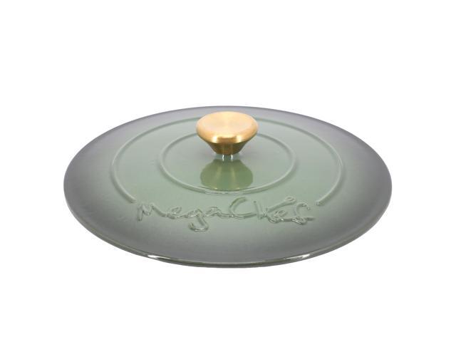 MegaChef 5.3 Quarts Round Enameled Cast Iron Casserole with Self Basting Lid in Gradient Thyme Green