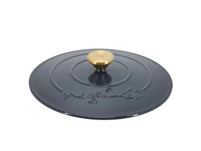 MegaChef 5.3 Quarts Round Enameled Cast Iron Casserole with Self Basting Lid in Gradient Dark Blue