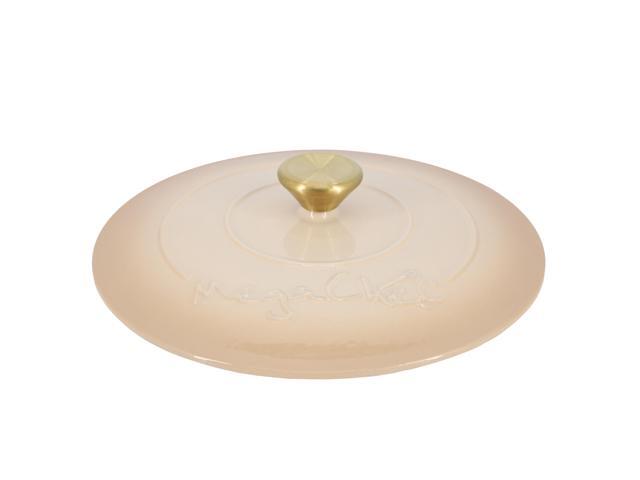 MegaChef 5.3 Quarts Round Enameled Cast Iron Casserole with Self Basting Lid in Peanut Butter