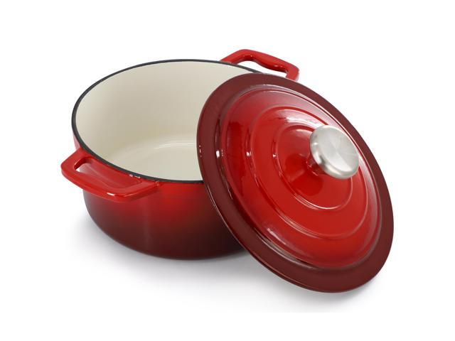 MegaChef 2.7 Quart Round Enameled Cast Iron Casserole in Gradient Red