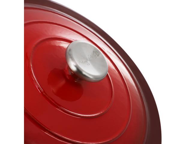 MegaChef 2.7 Quart Round Enameled Cast Iron Casserole in Gradient Red