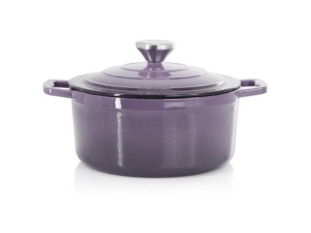 MegaChef 2.7 Quart Round Enameled Cast Iron Casserole in Gradient Purple