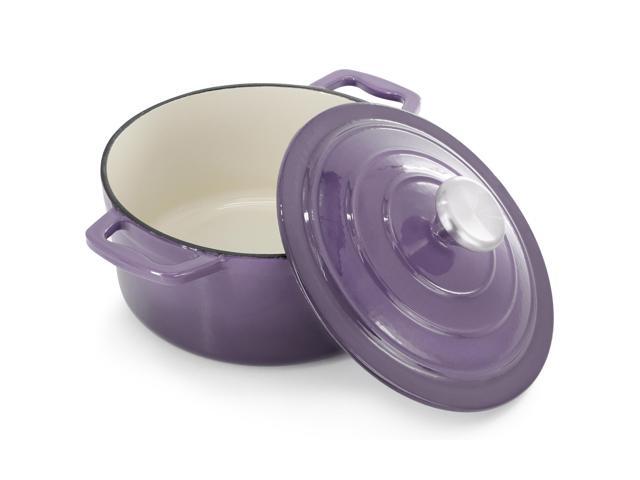 MegaChef 2.7 Quart Round Enameled Cast Iron Casserole in Gradient Purple