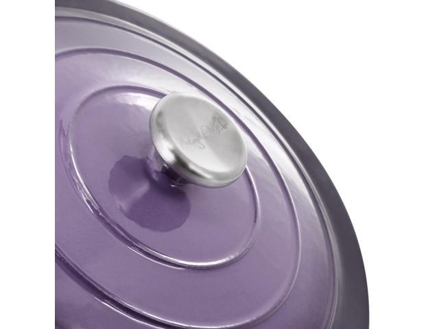 MegaChef 2.7 Quart Round Enameled Cast Iron Casserole in Gradient Purple