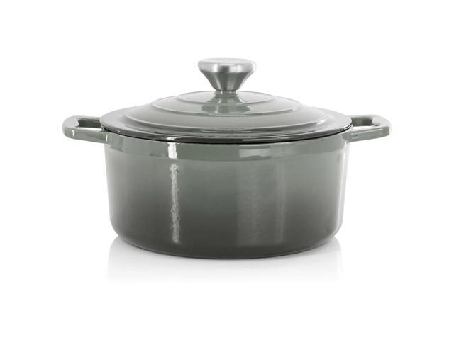 MegaChef 2.7 Quart Round Enameled Cast Iron Casserole in Gradient Gray