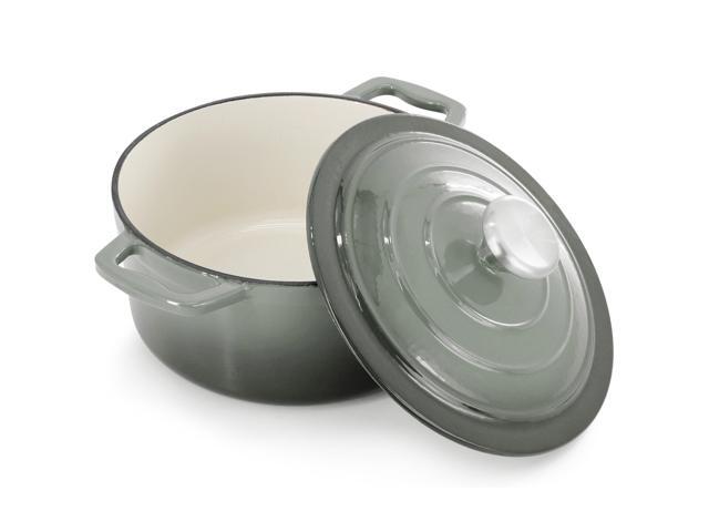 MegaChef 2.7 Quart Round Enameled Cast Iron Casserole in Gradient Gray