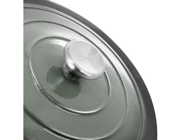 MegaChef 2.7 Quart Round Enameled Cast Iron Casserole in Gradient Gray