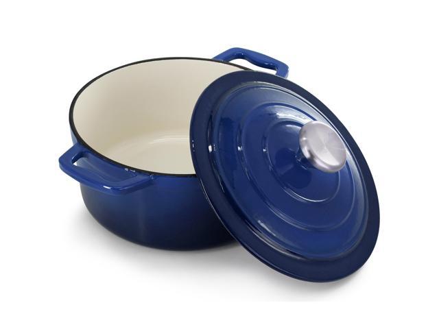 MegaChef 2.7 Quart Round Enameled Cast Iron Casserole in Gradient Dark Blue