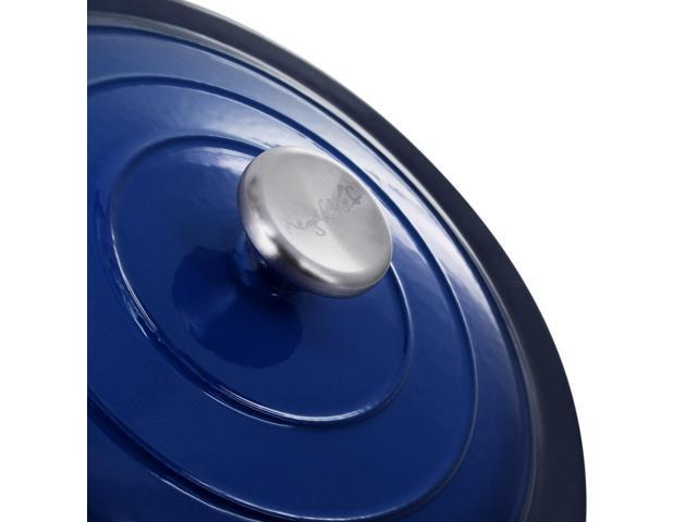 MegaChef 2.7 Quart Round Enameled Cast Iron Casserole in Gradient Dark Blue