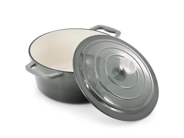 MegaChef 5 Quarts Round Enameled Cast Iron Casserole with Lid in Gradient Gray