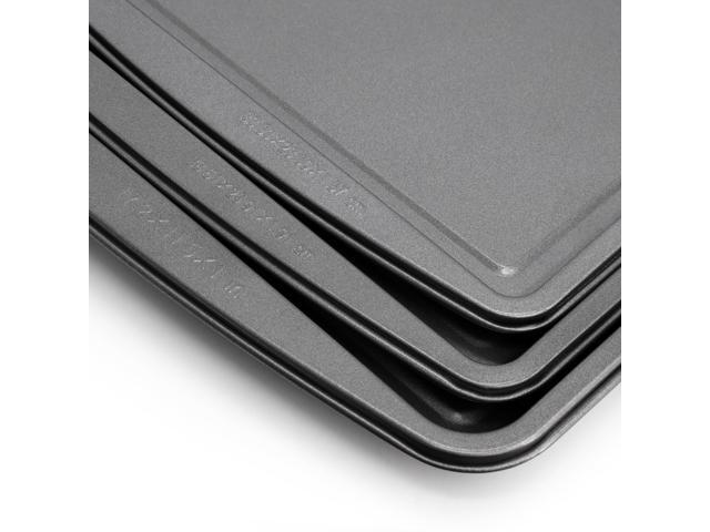 Gibson Home Love To Bake Nonstick Steel Jelly Roll 3 Piece Baking Sheet Set in Gray