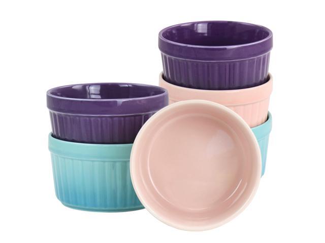 Crockpot Thornburg 6 Piece 12 Ounce Round Stoneware Ramekin Set in Pastel Assorted Colors