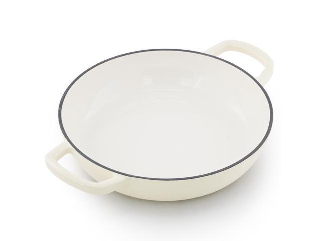 MegaChef 6 Quart Enameled Cast Iron Bread Pot in Cream with Baking Mat