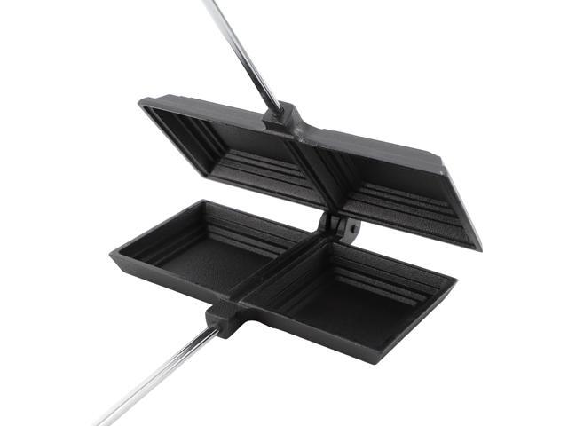 Megachef 8.26 Inch Cast Iron Pie Iron Outdoor/Camping Cookware with Long Handle