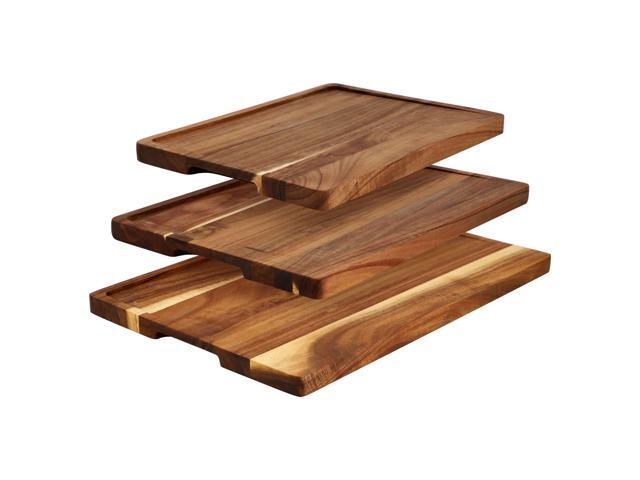 MegaChef 3 Piece Acacia Wood Cutting Board Set with Base