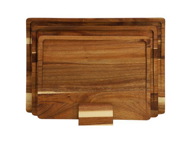 MegaChef 3 Piece Acacia Wood Cutting Board Set with Base