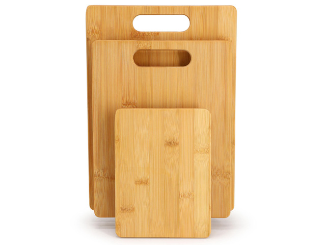 MegaChef 3 Piece 8 Inch, 11 Inch, and 13 Inch Bamboo Wood Cutting Board Set