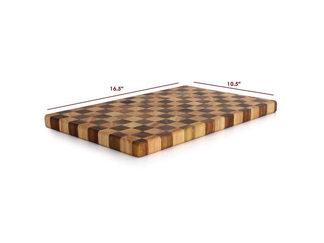 MegaChef 16.5 x 10.5 Inch Acacia Wood and Rubber Wood Checkered Cutting Board