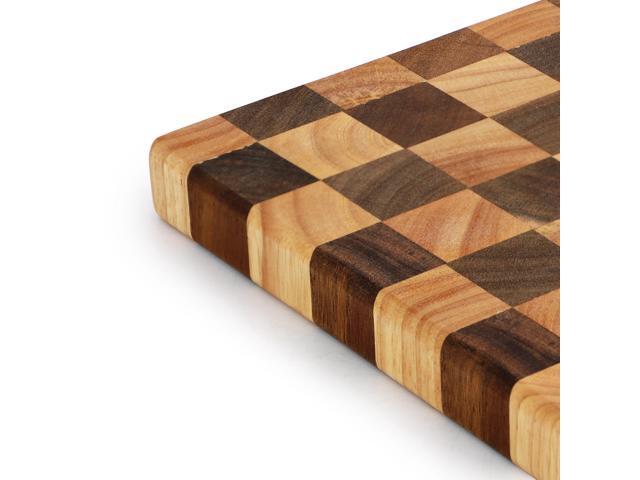 MegaChef 16.5 x 10.5 Inch Acacia Wood and Rubber Wood Checkered Cutting Board