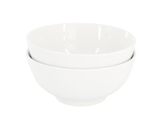 Gibson Home Great Essentials 2 Piece 6.9 Inch Fine Ceramic Noodle Bowl Set in White