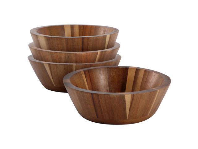 MegaChef 4 Piece 6.75 Inch Acacia Wood Salad Bowl Set