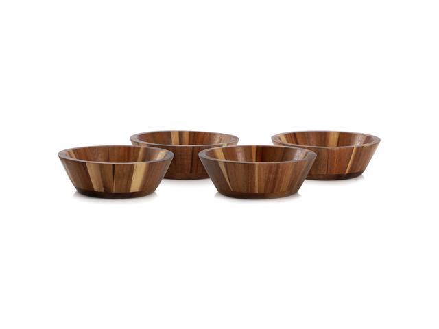 MegaChef 4 Piece 6.75 Inch Acacia Wood Salad Bowl Set