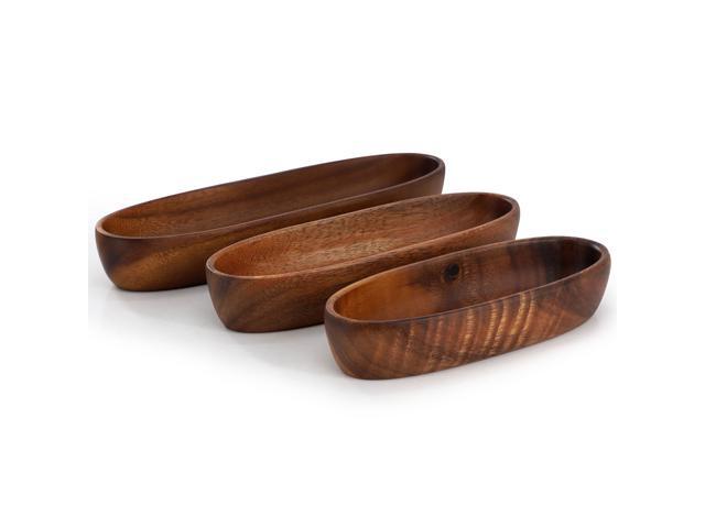 MegaChef 3 Piece Acacia Wood Oval Serving Bowls in Assorted Sizes