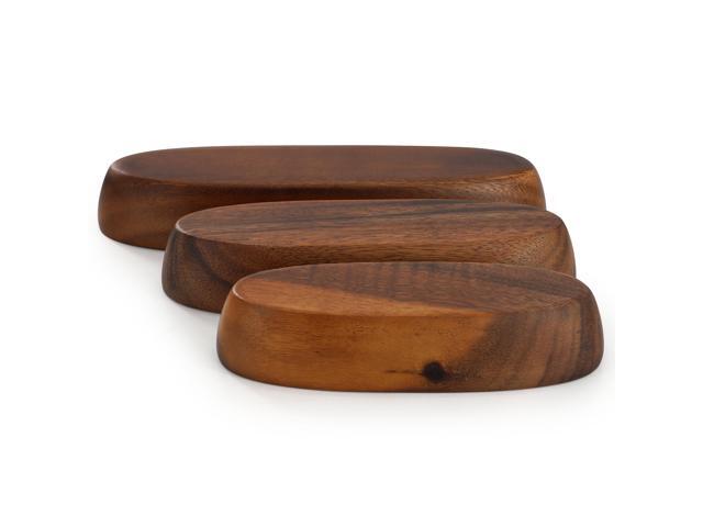 MegaChef 3 Piece Acacia Wood Oval Serving Bowls in Assorted Sizes
