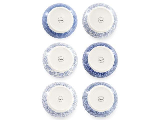 Elama Aurora 6 Piece Assorted Stoneware Bowl Set in Blue