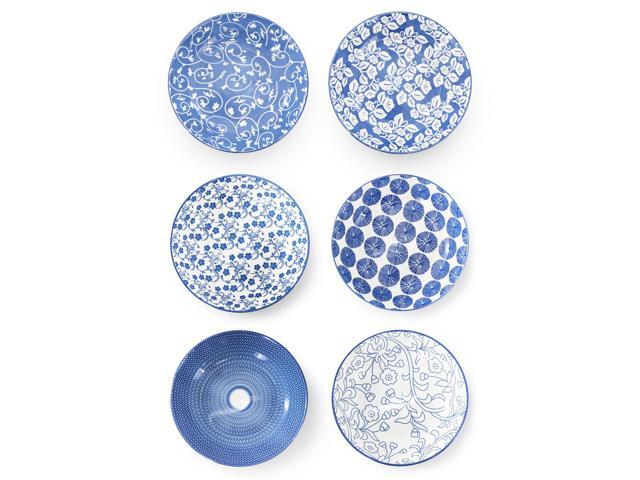 Elama Aurora 6 Piece Assorted Stoneware Bowl Set in Blue