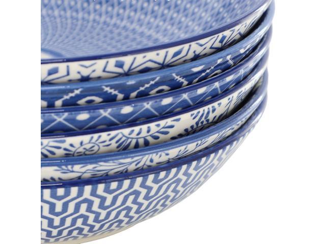 Elama Aurora 6 Piece Assorted Stoneware Bowl Set in Blue