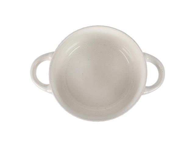 Gibson Elite Earlhart 2 Piece 6 Inch Ribbed Stoneware Soup Bowl Set with Handles in White