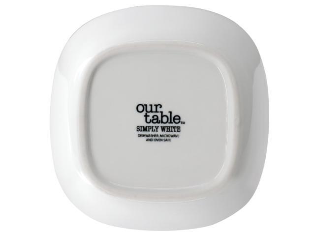 Our Table Simply White 6 Piece 6 Inch Porcelain Soft Square Cereal Bowl Set