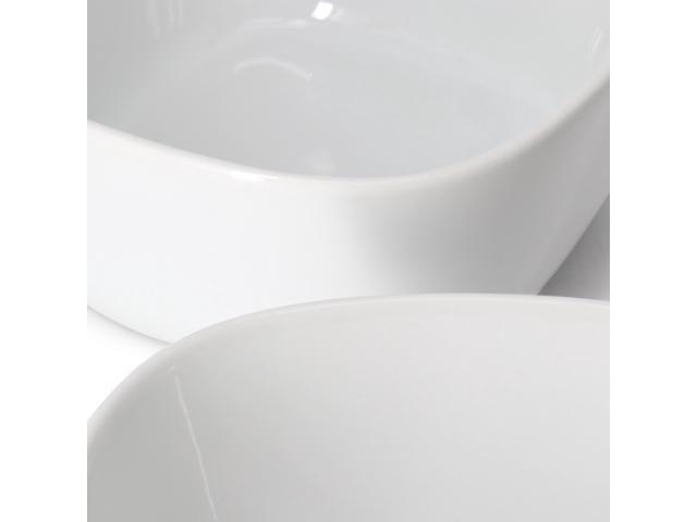 Our Table Simply White 6 Piece 6 Inch Porcelain Soft Square Cereal Bowl Set