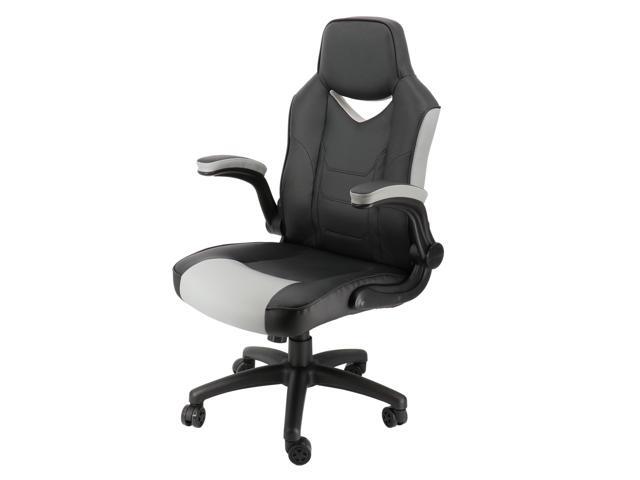 Elama High Back Adjustable Faux Leather Office Chair in Black and Gray