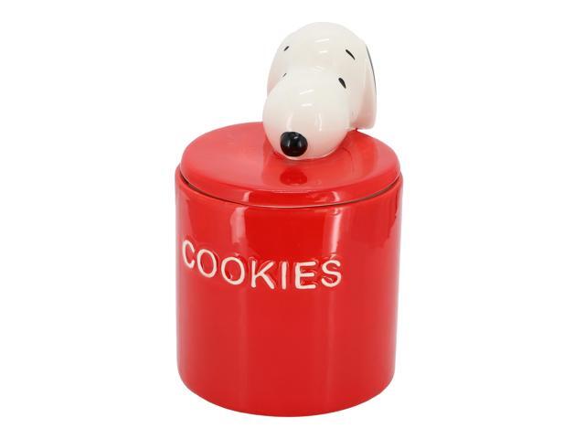Peanuts Hello Cookies 8.2 Inch Ceramic Snoopy Cookie Jar w/ Lid in Red
