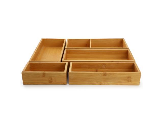 MegaChef 5 Piece Bamboo Storage and Organization Trays