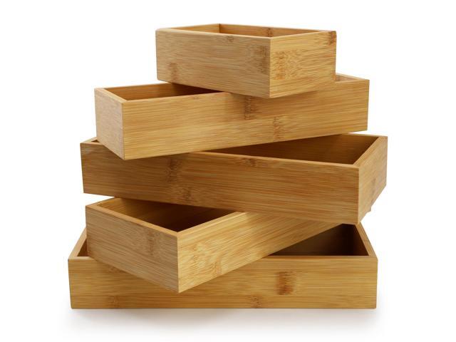 MegaChef 5 Piece Bamboo Storage and Organization Trays