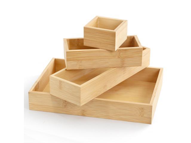 MegaChef 4 Piece Bamboo Storage and Organization Trays