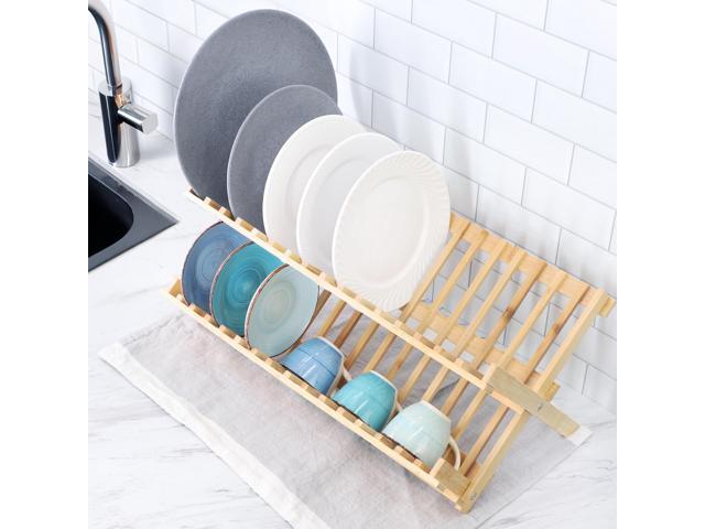 MegaChef 2-Tier Collapsible Kitchen Bamboo Drying Dish Rack