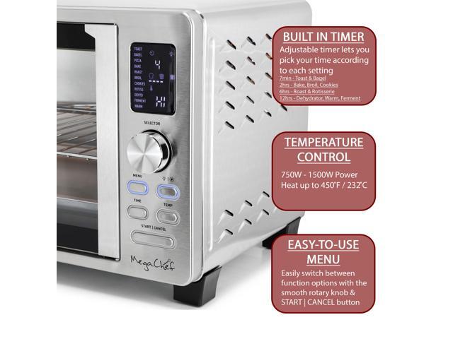 MegaChef 25 Liter Digital Electric French Door Multi-Function Counter Top Oven with Rotisserie Set